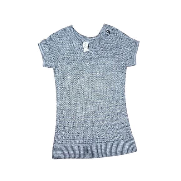 NWT Maurices Sz 1 Grey Open Knit Sweater Top Pullover Short Sleeves Oversize - Picture 1 of 10